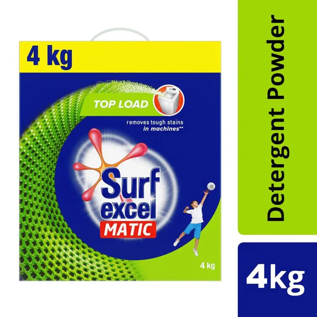 Surf Excel Matic Top Load Detergent Powder — 4 kg; one consumer Top Load manufacturer carton